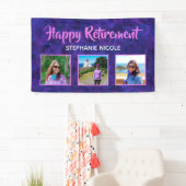 Happy Retirement Paarse roze multiple photots Spandoek (Insitu)