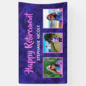 Happy Retirement Paarse roze multiple photots Spandoek (Verticaal)