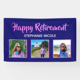 Happy Retirement Paarse roze multiple photots Spandoek