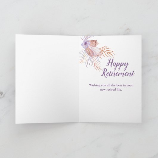 Happy Retirement Paarse Seashell Coral Kaart (Binnen)