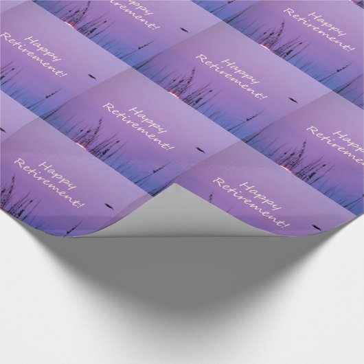 Happy Retirement Paarse Seaside Sunset Cadeaupapier (Hoek)