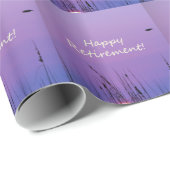 Happy Retirement Paarse Seaside Sunset Cadeaupapier (Rol Hoek)