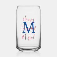 Happy Retirement Party Blauw Monogram Rood Naam