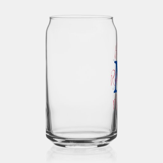 Happy Retirement Party Blauw Monogram Rood Naam Blikvorm Glas (Rechts)