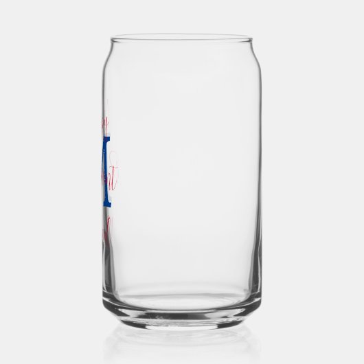 Happy Retirement Party Blauw Monogram Rood Naam Blikvorm Glas (Links)