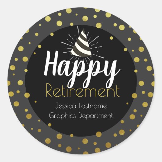 Happy Retirement Party Confetti Ronde Sticker (Voorkant)
