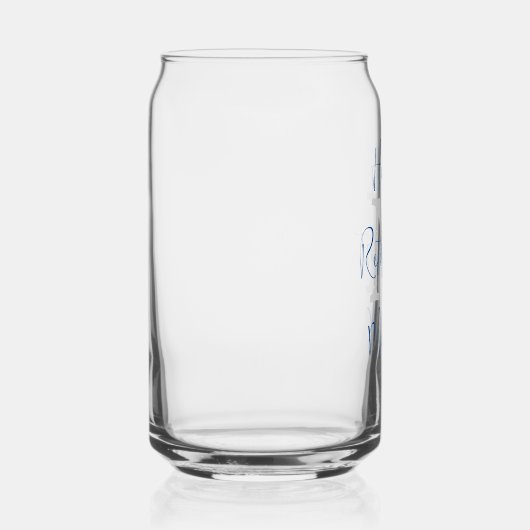 Happy Retirement Party Grijs Monogram Blauw Naam Blikvorm Glas (Rechts)