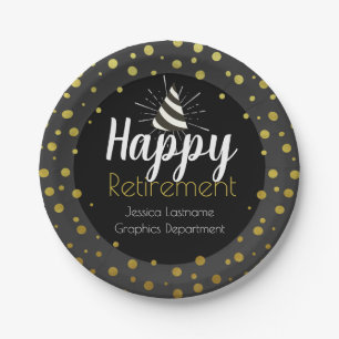 Happy Retirement Party Personalized Gold Confetti Papieren Bordje