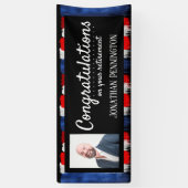Happy Retirement Party red white en blue Banner (Verticaal)