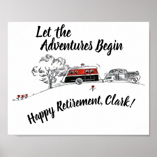 Happy Retirement Party Sign Retro Camper Adventure Poster (Voorkant)