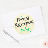 Happy Retirement Party Voeg Naam toe Ronde Sticker (Envelop)
