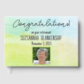 Happy Retirement Pastel Green Waterverf Aangepast Gastenboek (Voorkant)