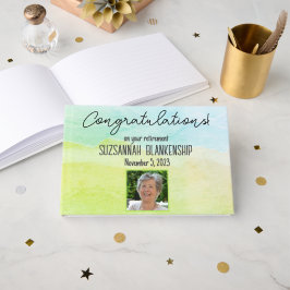 Happy Retirement Pastel Green Waterverf Aangepast Gastenboek
