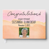 Happy Retirement Pastel Oranje Waterverf Aangepast Gastenboek (Voorkant)