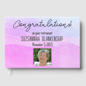 Happy Retirement Pastel Paarse Waterverf Aangepast Gastenboek (Voorkant)