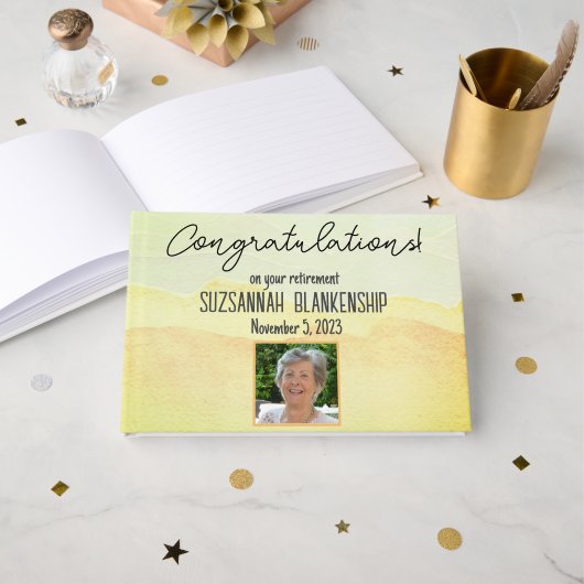 Happy Retirement Pastel Waterverf Gastenboek (Voorkant open)