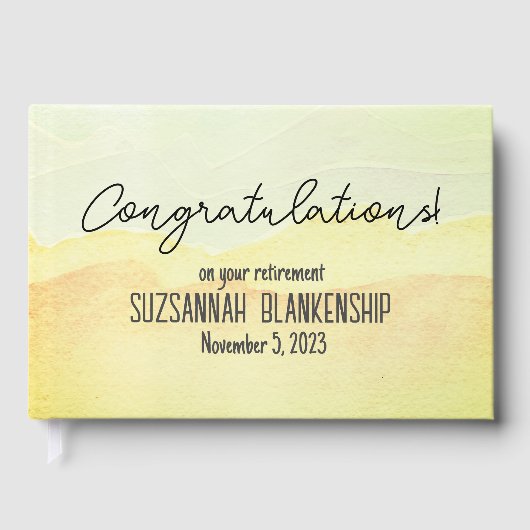Happy Retirement Pastel Waterverf Gastenboek (Voorkant)