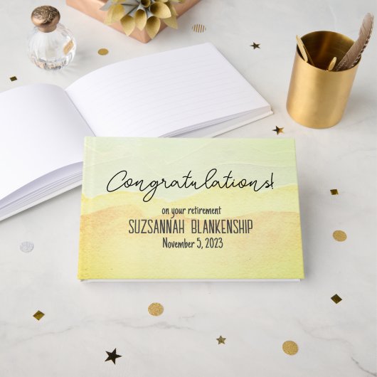 Happy Retirement Pastel Waterverf Gastenboek (Voorkant open)