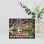 Happy Retirement Peaceful Man Sitting by a Lake Briefkaart (Staand voorkant)