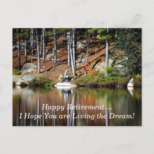 Happy Retirement Peaceful Man Sitting by a Lake Briefkaart (Voorkant)