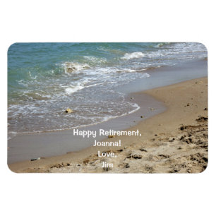 Happy Retirement Personalised Beach Water Magneet