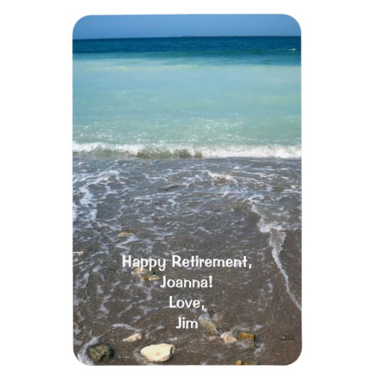 Happy Retirement Personalised Beach Water Sky Magneet (Verticaal)