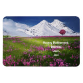 Happy Retirement Personalized Mountains Flowers Magneet (Horizontaal)