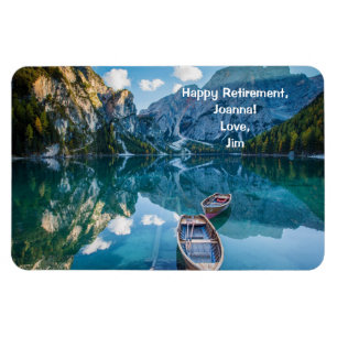 Happy Retirement Personalized Mountains Lake Magneet