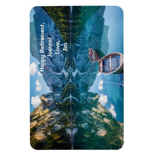 Happy Retirement Personalized Mountains Lake Magneet (Verticaal)
