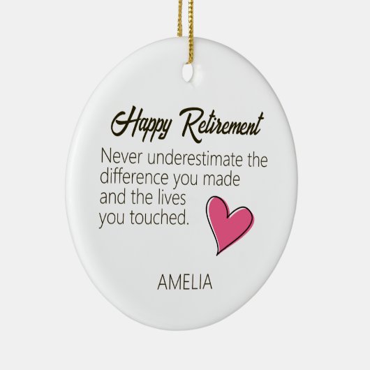 Happy Retirement Personalized Name Gift Keramisch Ornament (Rechts)