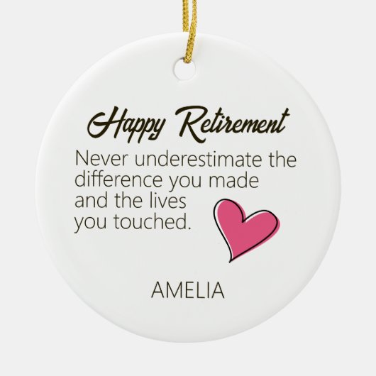 Happy Retirement Personalized Name Gift Keramisch Ornament (Voorkant)