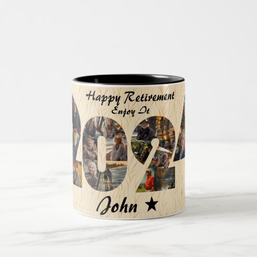 Happy Retirement Photo Collage Mok - Aangepaste na (Center)
