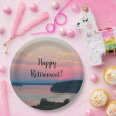 Happy Retirement Pink Seascape Sunset Papieren Bordje (Feest)