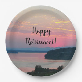 Happy Retirement Pink Seascape Sunset Papieren Bordje