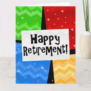 Happy Retirement, Primary Color Squares Party Kaart
