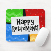 Happy Retirement, Primary Color Squares Party Muismat (Met muis)