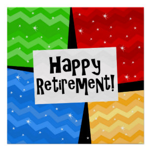 Happy Retirement, Primary Color Squares Party Poster