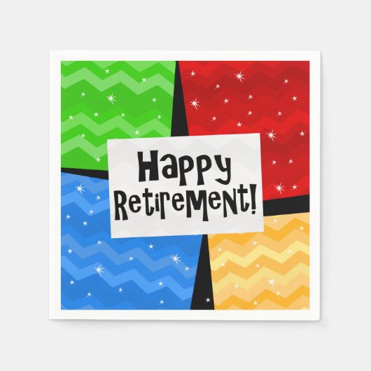 Happy Retirement, Primary Color Squares Party Servet (Voorkant)