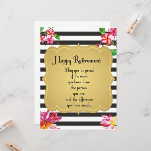 Happy Retirement Quote Farewell Gift Kaart (Voorkant / Achterkant in situ)