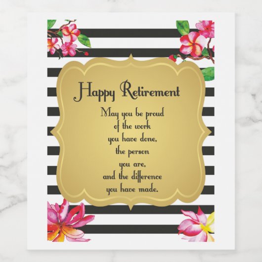 Happy Retirement Quote Farewell Gift Wijn Etiket (Enkel label)