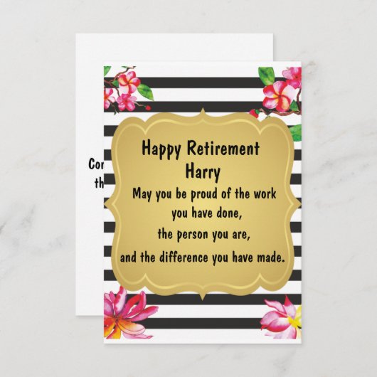 Happy Retirement Quote vergeet nooit (Voorkant / Achterkant)