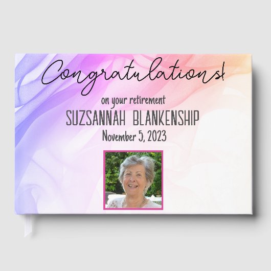 Happy Retirement Rainbow Waterverf Aangepaste foto Gastenboek (Voorkant)