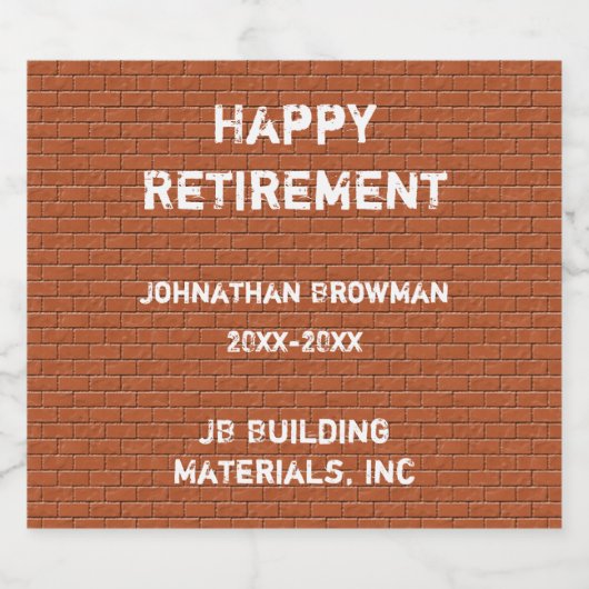 Happy Retirement Red Brick Construction Employee Bier Etiket (Enkel label)