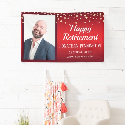 Happy Retirement Red met Confetti One Photo Spandoek (Insitu)