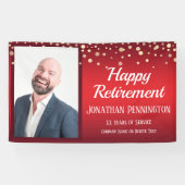 Happy Retirement Red met Confetti One Photo Spandoek (Horizontaal)
