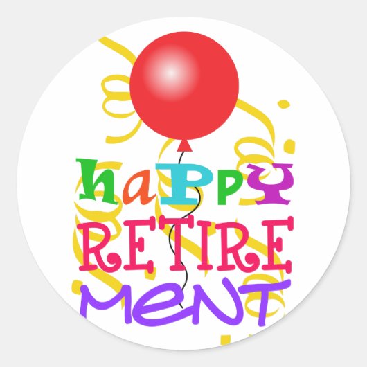 Happy Retirement Ronde Sticker (Voorkant)