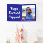 Happy Retirement Royal Blue Persoonlijke foto Spandoek (Insitu)