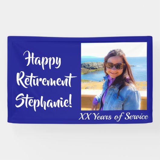 Happy Retirement Royal Blue Persoonlijke foto Spandoek (Horizontaal)
