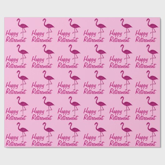 Happy Retirement roze flamingo Aangepaste tekst Gi Cadeaupapier (Vlak)