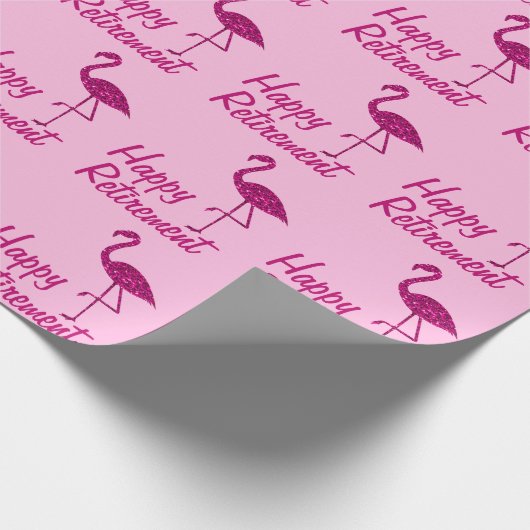 Happy Retirement roze flamingo Aangepaste tekst Gi Cadeaupapier (Hoek)